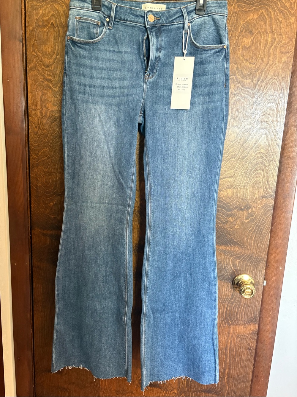 Women's Risen Blue High-Rise Flare Jeans